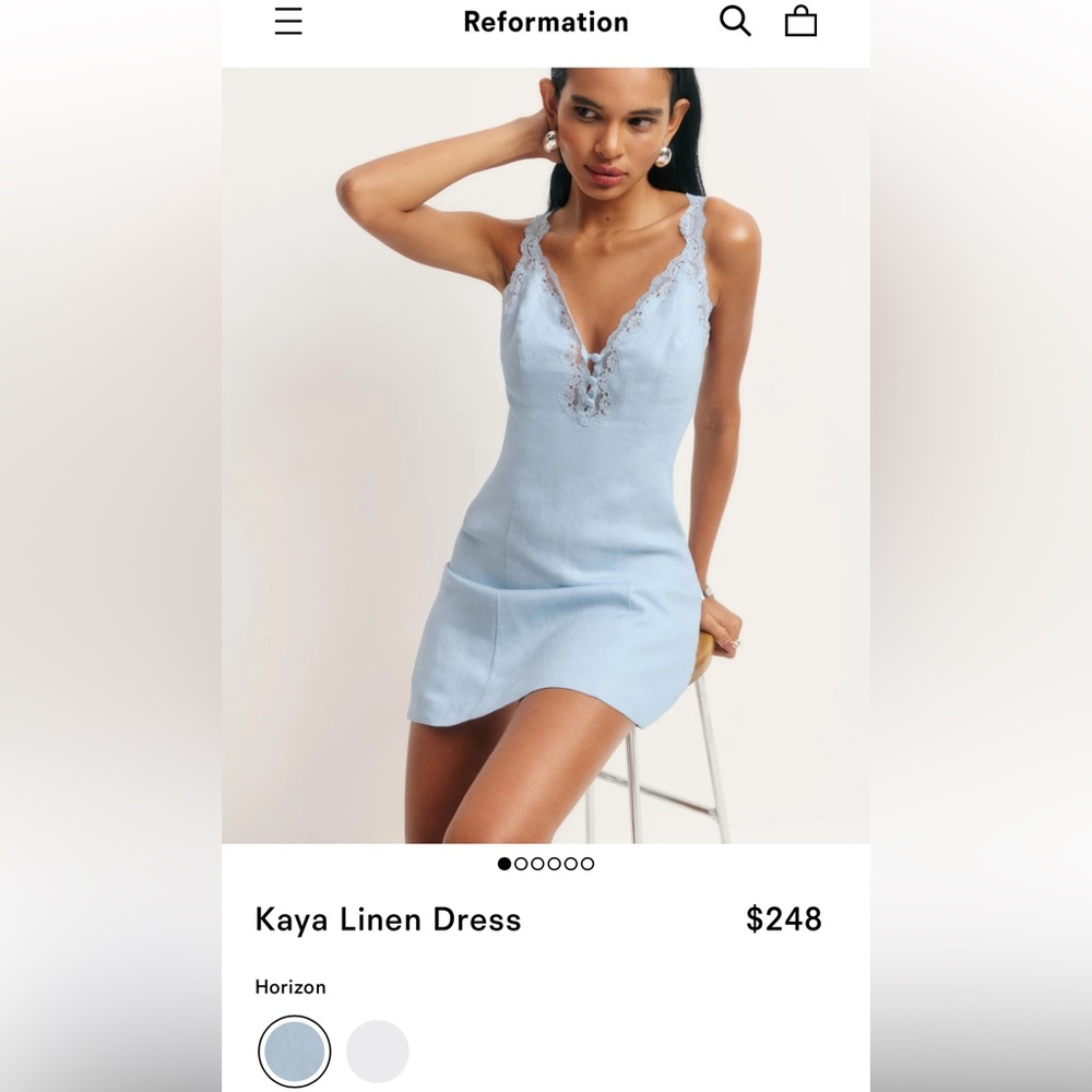 NWT Reformation Kaya Linen mini dress in horizon